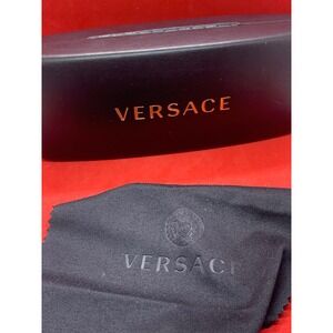 Versace Black Hard Sunglasses Case with Medusa Logo Cleaning Cloth Set